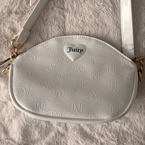 Juicy Couture White Embossed Logo Crossbody Bag Bundle | Includes Free Gift - Picture 3 of 8